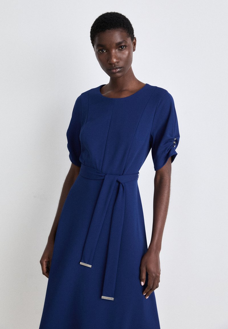 dkny blue dress Smocked Waist Commuter Dress | Work main image 0
