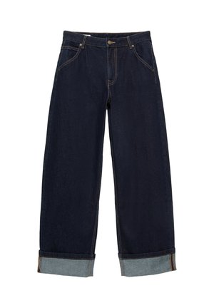 PULL&BEAR, STRAIGHT-LEG WITH TURN-UP HEMS - JEANS - Džínsy voľného strihu - dark-blue denim