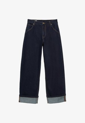 PULL&BEAR, STRAIGHT-LEG WITH TURN-UP HEMS - JEANS - Džínsy voľného strihu - dark-blue denim