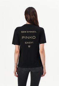 Pinko STREPITOSO LOGO STRASS EASY - T-shirt print - nero limousine