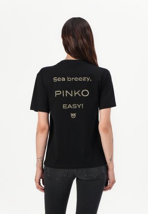 Pinko STREPITOSO LOGO STRASS EASY - T-shirt print - nero limousine