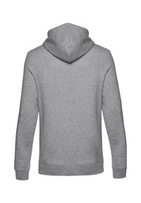 Felpa grigia con cappuccio e maniche lunghe, realizzata in tessuto morbido. Presenta un orlo e polsini a costine, con un design semplice e privo di decorazioni.