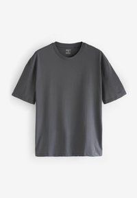 Mørkeblå kortærmet T-shirt lavet af blødt bomuld. Har en rund halsudskæring og en afslappet pasform uden mønstre eller dekorationer.