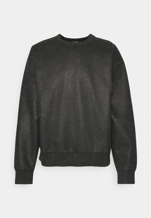 Sweatshirt negru texturat cu decolteu rotund, mâneci lungi și manșete și tiv cu nervuri. Dispune de un design ușor lejer.