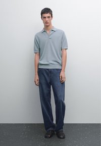 Massimo Dutti LIGHTWEIGHT V-NECK - Polotričko - blue