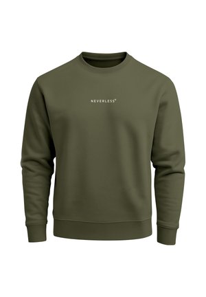 Neverless, HERREN SWEATSHIRT MIT RÜCKENPRINT - OFFLINE CLUB - REGULAR FIT - Sweatshirt - slimfit oliv
