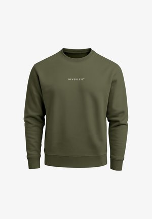 Neverless, HERREN SWEATSHIRT MIT RÜCKENPRINT - OFFLINE CLUB - REGULAR FIT - Sweatshirt - slimfit oliv
