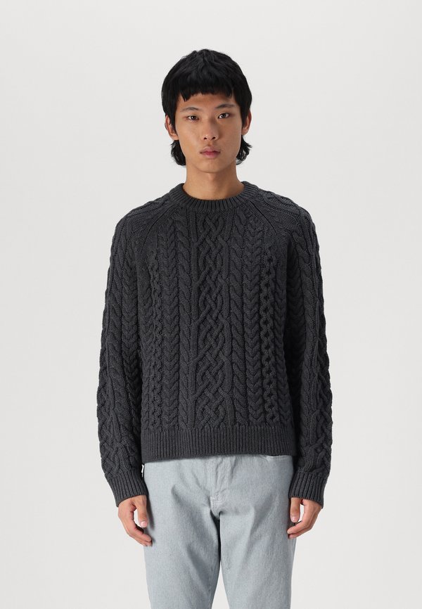 Oversized Cable Crew Sweater - Jumper