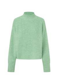 Muntgroen geribbeld sweater met een hoge hals, lange raglanmouwen en een cropped ontwerp. Gemaakt van zacht breimateriaal.