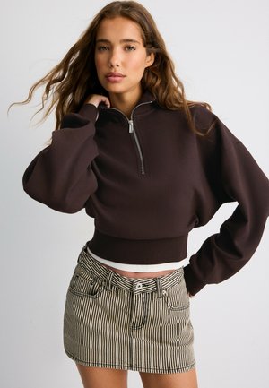 Stradivarius, B10 ZIP-UP SWEATSHIRT WITH COLLAR - Sweatshirt - mottled brown