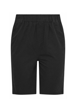 Zwarte katoen short met een elastische tailleband, voorzien van twee zijzakken en een rechte pasvorm, afgewerkt met een gladde textuur.