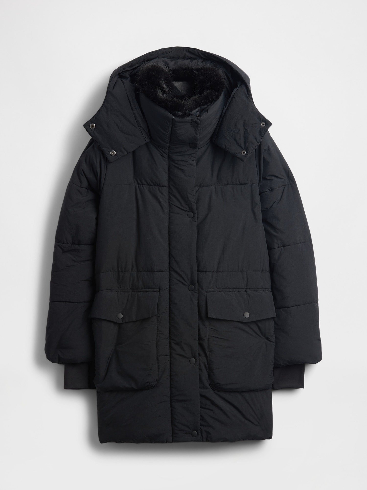 GAP PUFFER COLLAR MIDI - Zimní bunda - black