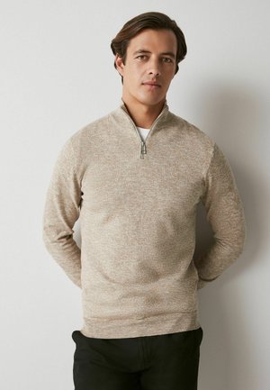 MARL ZIP NECK JUMPER - Strickpullover - neutral