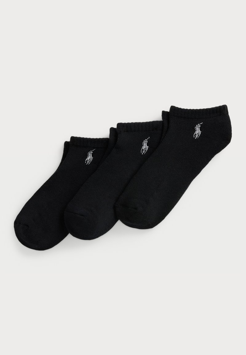Juodos medvilninės kojinės trijuose dydžiuose, su ribotu kraštu ir sidabriniu logotipo dizainu. Lygus paviršius, lengvas ir pralaidus orui medžiaga.