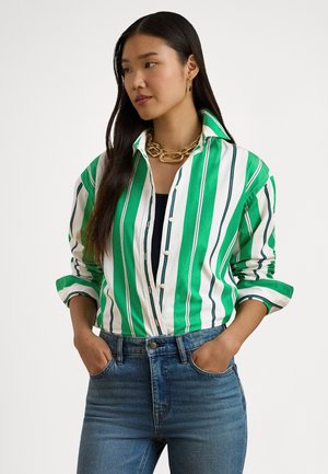 RELAXED FIT STRIPED BROADCLOTH SHIRT - Πουκαμίσα με κουμπιά - green/blue/white
