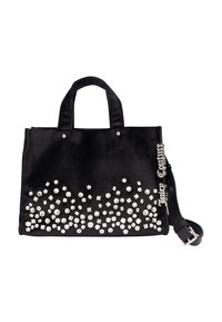 Borsa tote in velluto nero con applicazioni in strass argentati e dettagli borchiati. Dotata di doppi manici e una tracolla rimovibile.