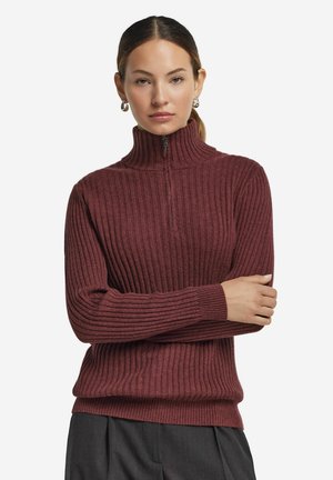 TURTLENECK - Pullover - rot marsala melange