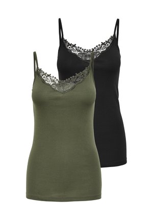 ONLKIRA LIFE SINGLET 2 PACK - Débardeur - black/kalamata