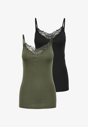 ONLKIRA LIFE SINGLET 2 PACK - Débardeur - black/kalamata