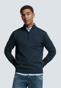 NO EXCESS TIMELESS BASICS HALF-ZIP - Strickpullover - blue