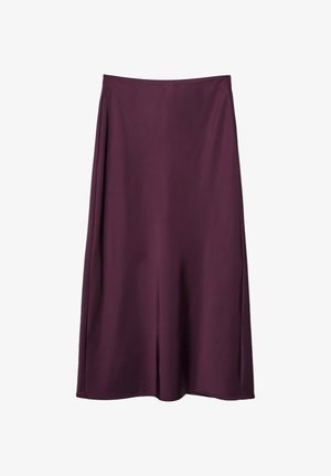 Plumfarvet midi-skirt lavet af glat stof. Har et enkelt design med en let udsving og en elastisk talje.