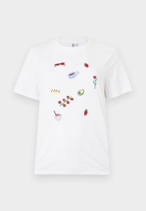 Pieces, PCGAK EMBROIDERY - Μπλουζάκι με στάμπα - bright white
