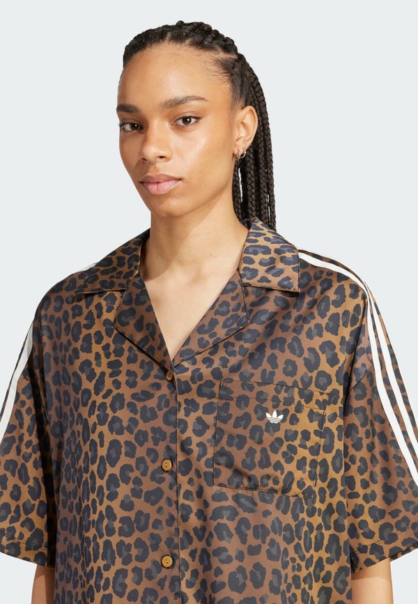 LEO PRINT SATIN - Button-down blouse - multicolor bronze strata2