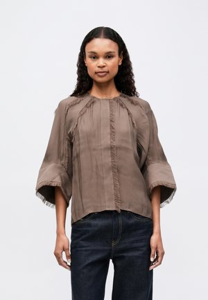 CASSIE SHEER FRINGES - Bluse - chocolate chip
