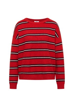 Cecil, PULLOVER MIT BOAT NECK UND STREIFEN - Jersey de punto - flame red melange