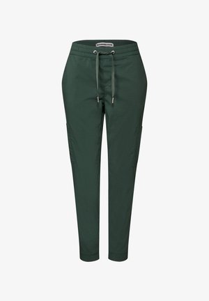 Groene katoenen joggingsbroek met een trekkoord in de taille, voorzien van zijzakken en een tapered leg ontwerp. Gladde textuur en casual stijl.