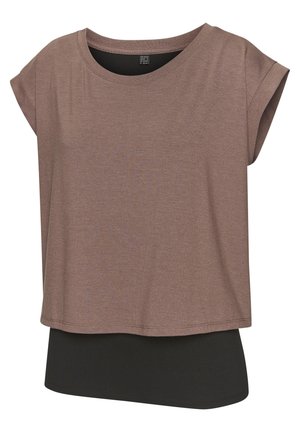 T-Shirt basic - camel schwarz