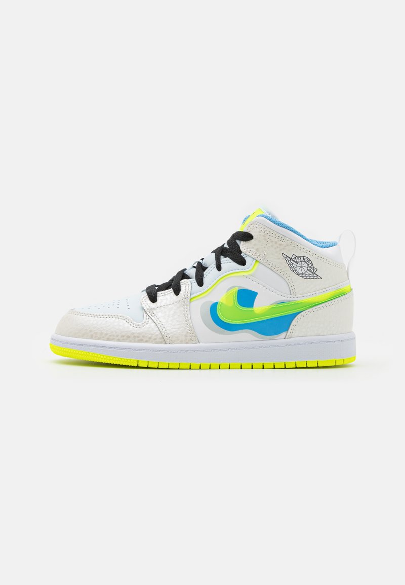 Jordan 1 MID SE UNISEX Basketball shoes platinum tint/volt/blue