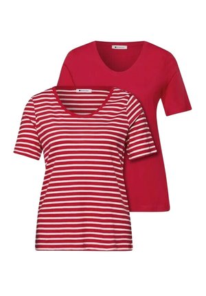 Street One T-SHIRTS MIT ROUNDED V-NECK IM 2ER-PACK - T-shirts basic - salsa red
