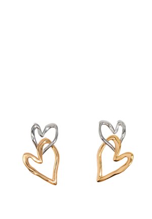 DOBLES CORAZON TEXTURA BICOLOR - Pendientes - plata