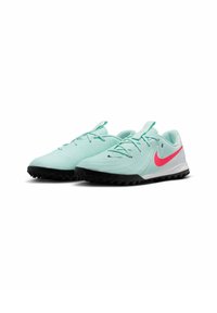 Helles Teal Sportliche Schuhe mit schwarzer Außensohle und pinken Akzenten. Verfügt über ein strukturiertes Obermaterial und eine traditionelle Schnürung für einen sicheren Sitz.