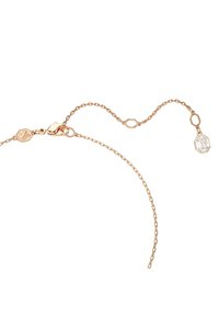 Roséguldkedja med oktagonala länkar, försedd med en krabbklämma och en klar rektangulär ädelsten som accent i ena änden.