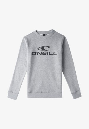 Šedá mikina vyrobená z měkké látky s kruhovým výstřihem a žebrovanými manžetami. Velké černé logo "O'NEILL" na přední straně.