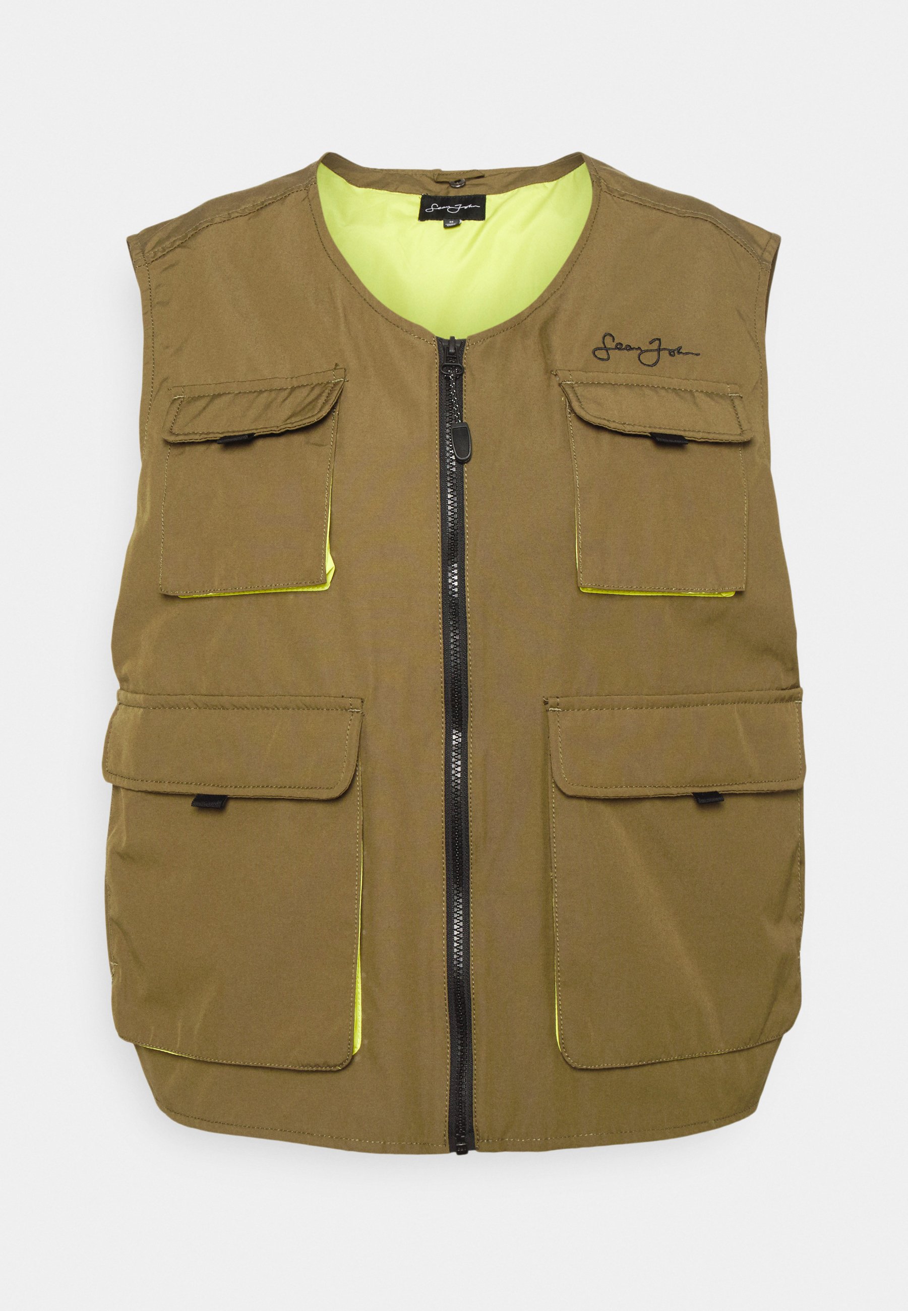 Sean John Script Logo Multifunctional Jacket 2 in 1 Light Jacket, Men's, Size: XS, Olive