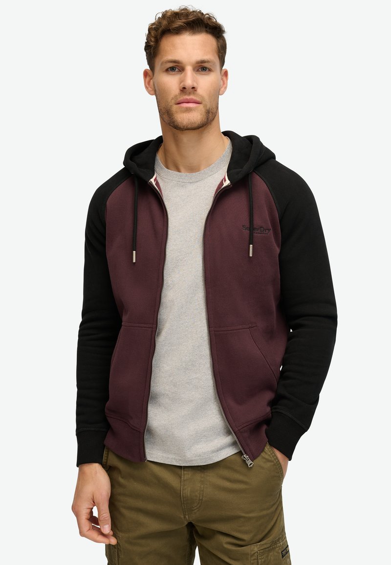 Superdry & Co ESSENTIAL BASEBALL - Sudadera con cremallera - rich deep burgundy black