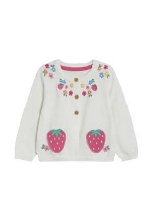 Cardigan - white strawberry applique pocket