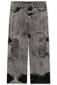 BIG POCKET - Løst sittende jeans - black acid washed