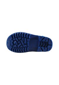 Semelle de chaussure en caoutchouc bleu avec des motifs profonds, marquée taille 24, conçue pour l'adhérence et la durabilité.