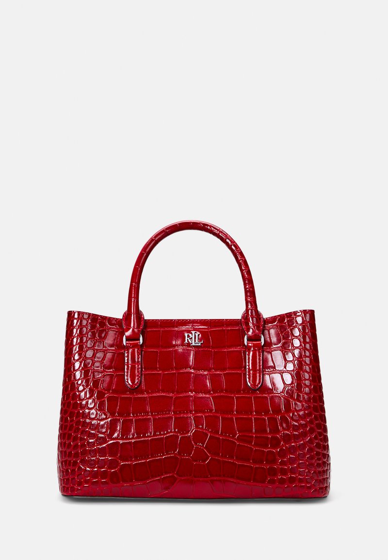 Lauren Ralph Lauren EMBOSSED LEATHER SMALL MARCY SATCHEL - Geantă de mână - festive red