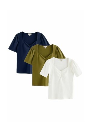 Love & Roses, REGULAR FIT - SWEETHEART NECK SHORT SLEEVE TOPS 3 PACK - Trükipildiga T-särk - navy blue white khaki green