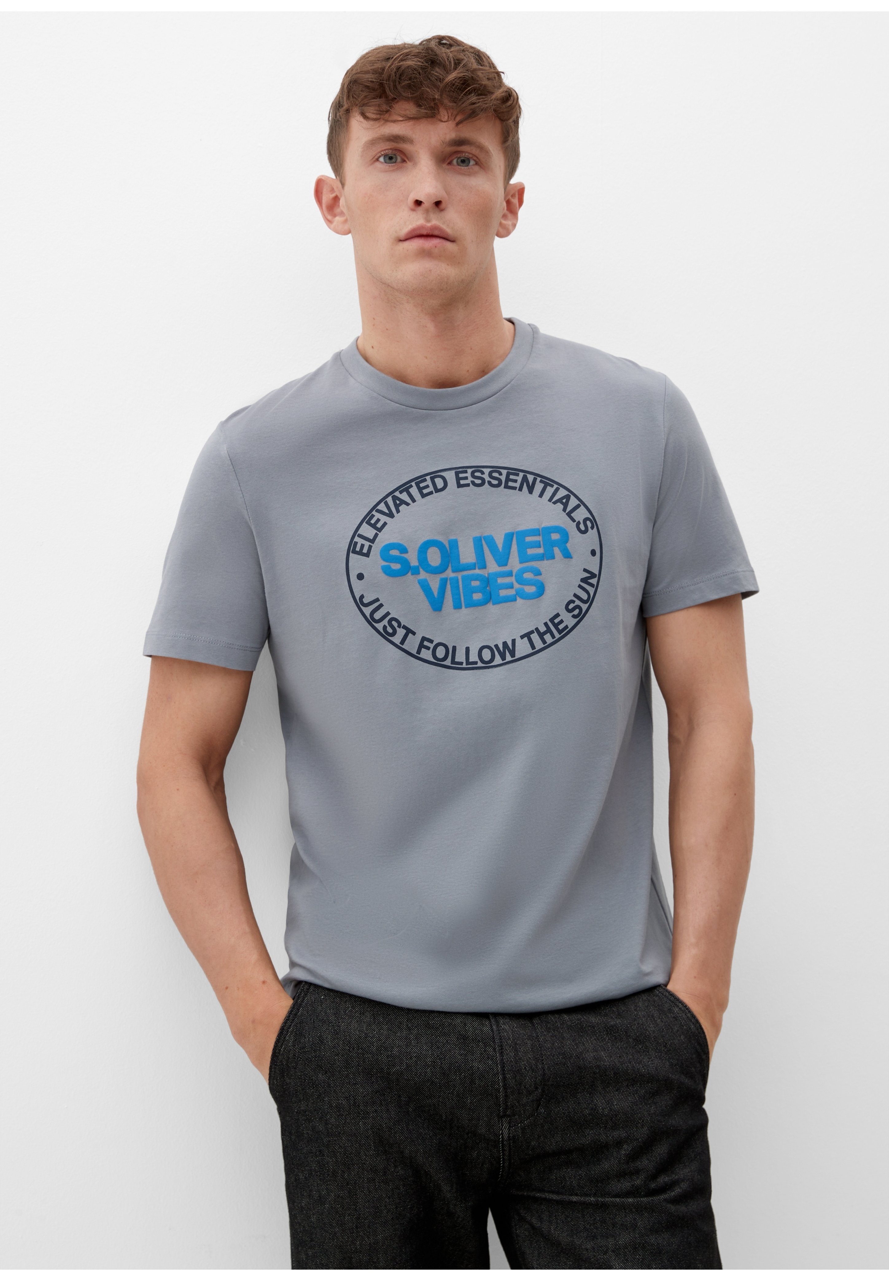 S.Oliver Herren T-Shirt Mit Frontprint – Regular Fit, Kurzarm, Aus Baumwolle