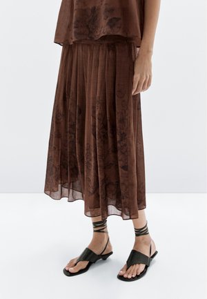 FLORAL - Faltenrock - mottled dark brown