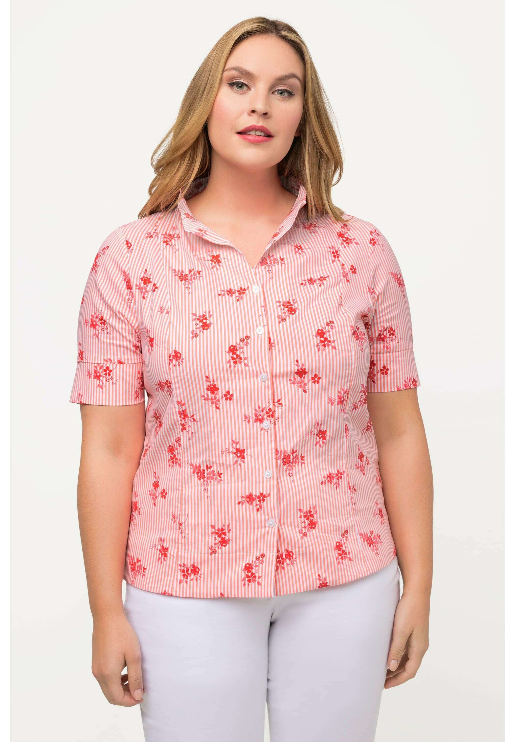 Ulla Popken Hemdbluse, Blütenstickerei, A-Linie, Hemdkragen - 5