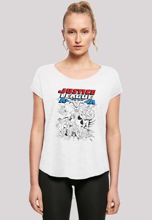 LONG CUT DC COMICS JUSTICE LEAGUE OF AMERICA MONO ACTION - Print T-shirt - white