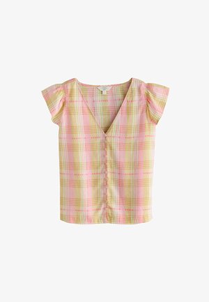 Next, Blouse - pink yellow check