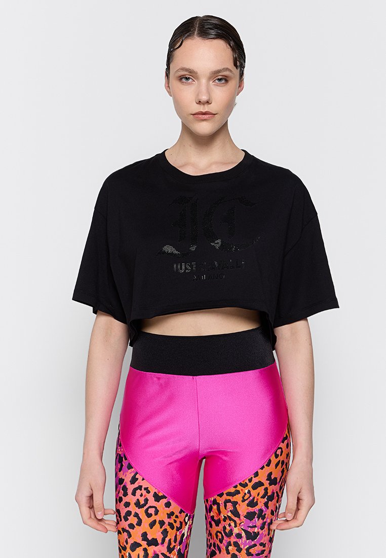 Just Cavalli T-shirt print zwart